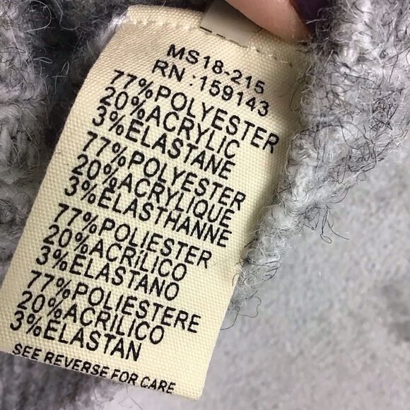 FRNCH Womens M/L Grey Neola Oversized Mock Neck Ribbed Balloon Sleeve Sweater - Picture 4 of 10